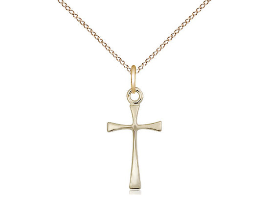 14kt Gold Filled Maltese Cross Pendant on a 18 inch Gold Filled Light Curb Chain - Unique Catholic Gifts