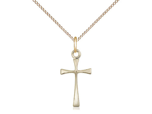 14kt Gold Filled Maltese Cross Pendant on a 18 inch Gold Filled Light Curb Chain - Unique Catholic Gifts