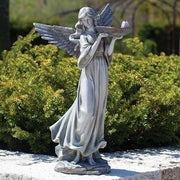 Angel W/bird Feeder & Butterfly Statue 20.25"H - Unique Catholic Gifts