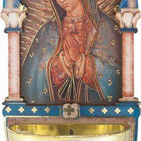 Our Lady of Guadalupe Gold Embossed Laser Cut Multi-Dimensional Holy Water Font (5") - Unique Catholic Gifts