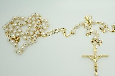 Wedding Lasso Rosary Gold and Pearls - Unique Catholic Gifts