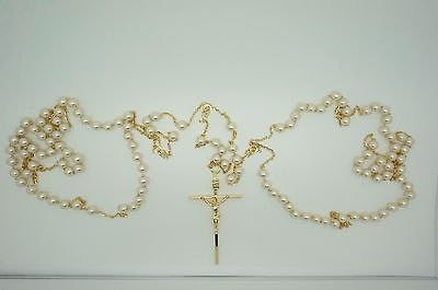 Wedding Lasso Rosary Gold and Pearls - Unique Catholic Gifts