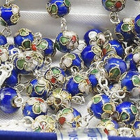 Authentic Blue Cloisonne Rosary 22", 8MM,Italian and Prayer - Unique Catholic Gifts