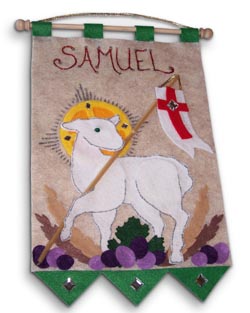 1st Communion Banner: Lamb (Green) - Unique Catholic Gifts