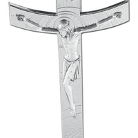 Silver Plated Contemporary 5 1/2" Metal Crucifix - Unique Catholic Gifts