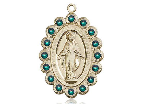 14kt Gold Filled Miraculous Pendant on a 24 inch Gold Plate Heavy Curb Chain - Unique Catholic Gifts