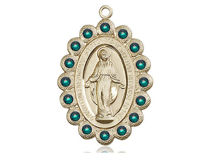 14kt Gold Filled Miraculous Pendant on a 24 inch Gold Plate Heavy Curb Chain - Unique Catholic Gifts