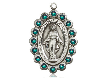 Sterling Silver Miraculous Pendant on a 18 inch Sterling Silver Light Curb Chain - Unique Catholic Gifts