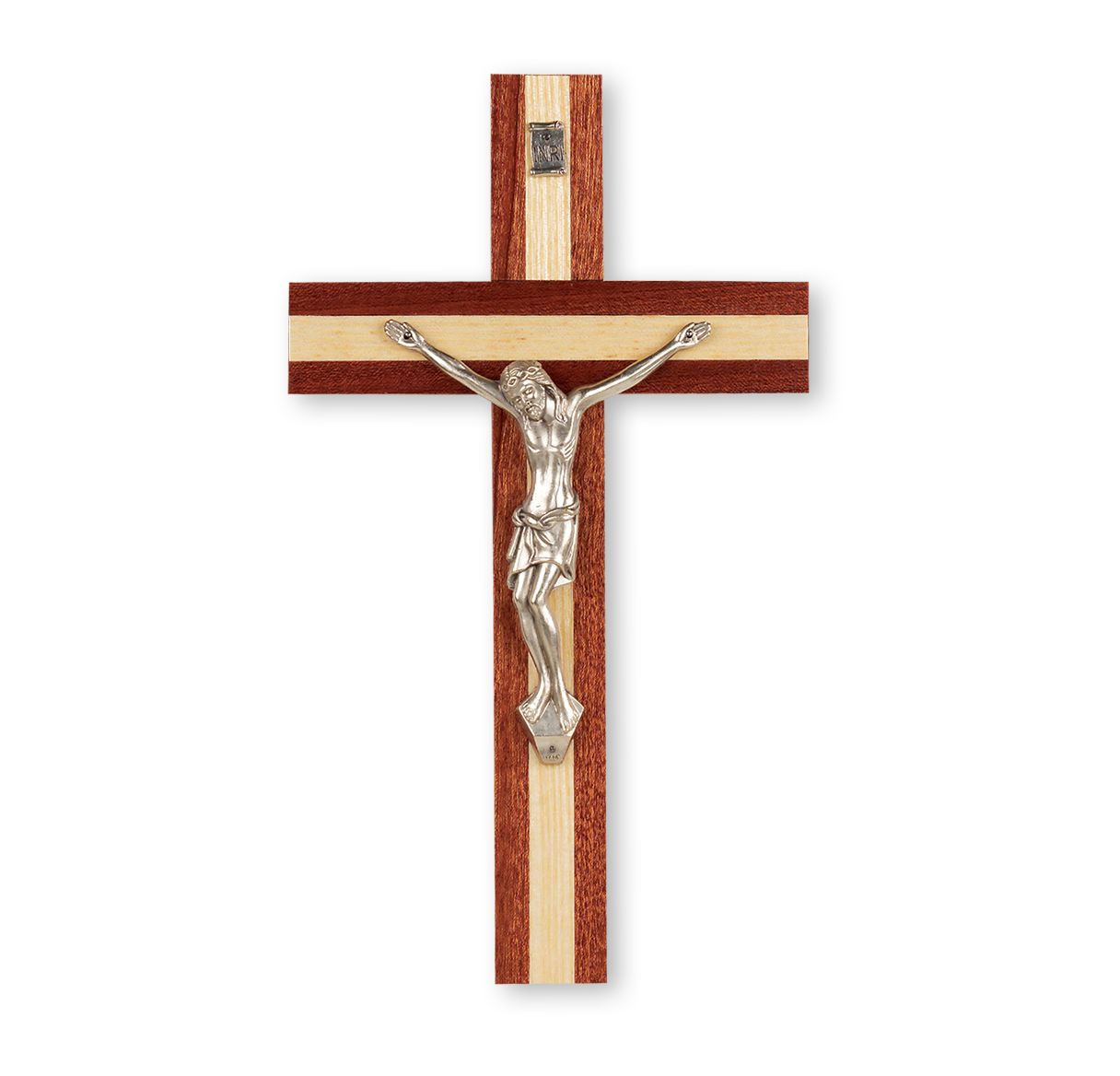 Inlayed Crucifix with Silver Corpus- 10" - Unique Catholic Gifts