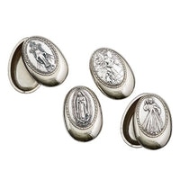 Divine Mercy Metal Rosary Box 1 3/4" Oval - Unique Catholic Gifts