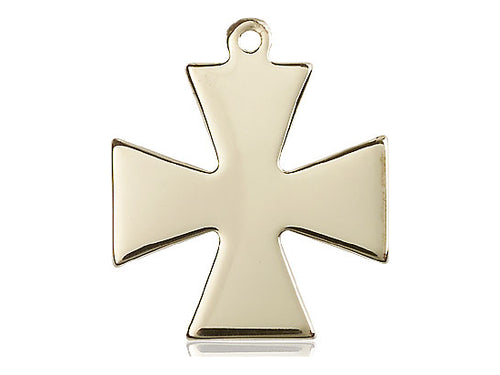 14kt Gold Filled Surfer Cross Pendant on a 24 inch Gold Plate Heavy Curb Chain - Unique Catholic Gifts