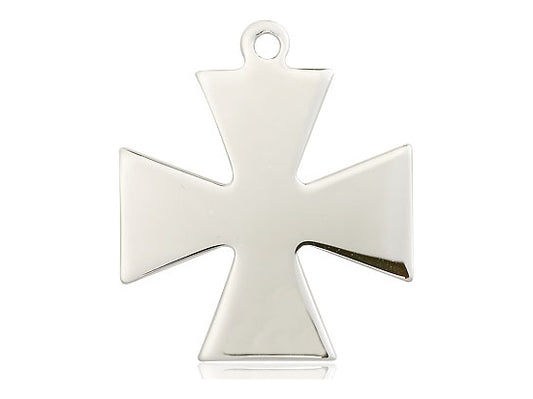 Sterling Silver Surfer Cross Pendant on a 24 inch Light Rhodium Heavy Curb Chain - Unique Catholic Gifts