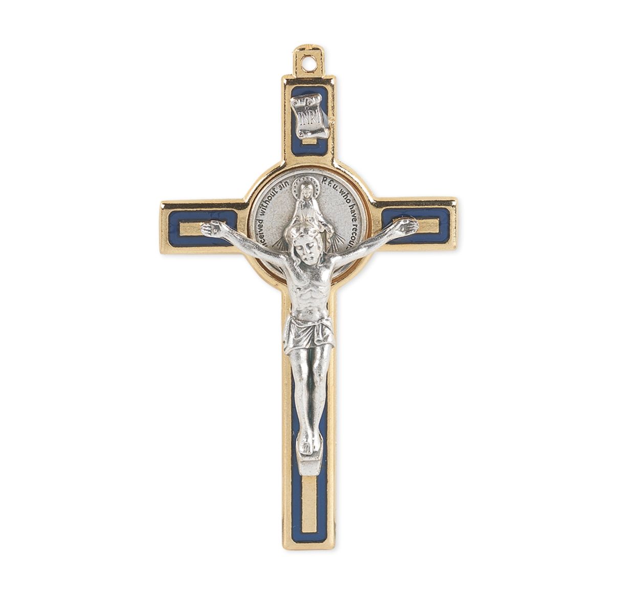 Gold Plated Crucifix with a Miraculous Medal - Unique Catholic Gifts