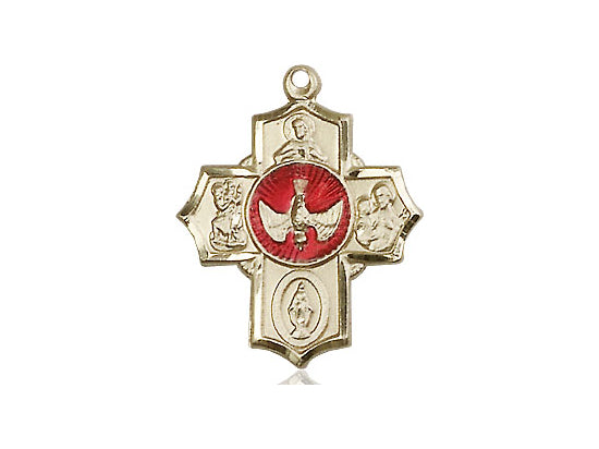 14kt Gold Filled 5-Way Pendant on a 18 inch Gold Filled Light Curb Chain - Unique Catholic Gifts