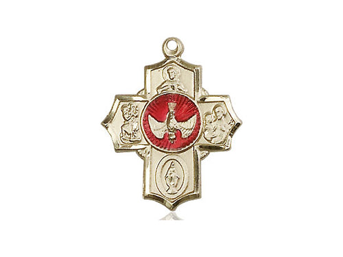 14kt Gold Filled 5-Way Pendant on a 18 inch Gold Filled Light Curb Chain - Unique Catholic Gifts