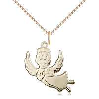 14kt Gold Filled Angel Pendant on a 18 inch Gold Filled Light Curb Chain - Unique Catholic Gifts