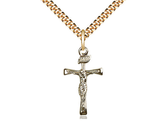 14kt Gold Filled Maltese Crucifix Pendant on a 24 inch Gold Plate Heavy Curb Chain - Unique Catholic Gifts