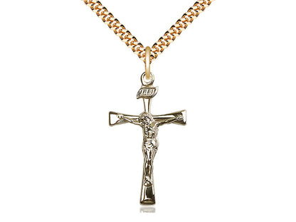 14kt Gold Filled Maltese Crucifix Pendant on a 24 inch Gold Plate Heavy Curb Chain - Unique Catholic Gifts