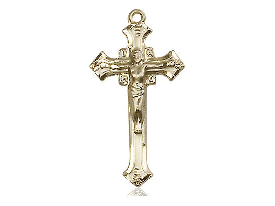 14kt Gold Filled Crucifix Pendant on a 24 inch Gold Plate Heavy Curb Chain - Unique Catholic Gifts