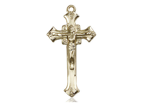 14kt Gold Filled Crucifix Pendant on a 24 inch Gold Plate Heavy Curb Chain - Unique Catholic Gifts
