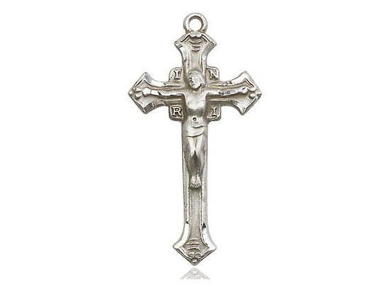 Sterling Silver Crucifix Pendant on a 18 inch Sterling Silver Light Curb Chain - Unique Catholic Gifts