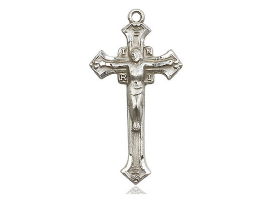 Sterling Silver Crucifix Pendant on a 18 inch Sterling Silver Light Curb Chain - Unique Catholic Gifts
