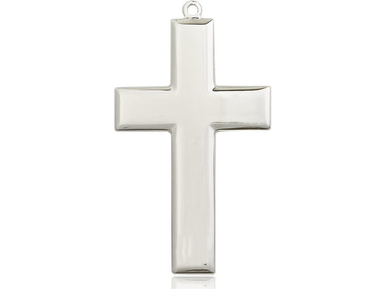Sterling Silver Cross Pendant on a 24 inch Light Rhodium Heavy Curb Chain - Unique Catholic Gifts