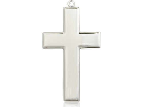 Sterling Silver Cross Pendant on a 24 inch Light Rhodium Heavy Curb Chain - Unique Catholic Gifts
