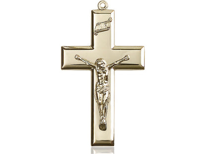 14kt Gold Filled Crucifix Pendant on a 24 inch Gold Plate Heavy Curb Chain - Unique Catholic Gifts