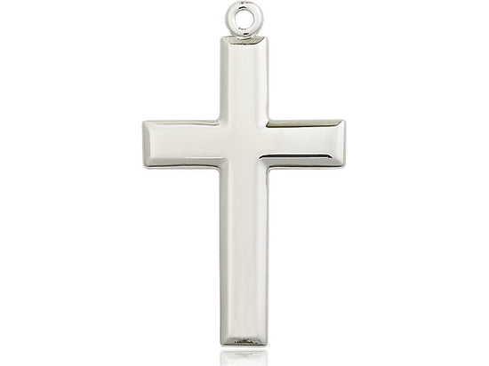 Sterling Silver Cross Pendant on a 24 inch Light Rhodium Heavy Curb Chain - Unique Catholic Gifts