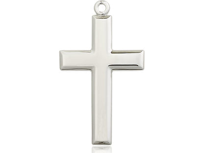 Sterling Silver Cross Pendant on a 24 inch Light Rhodium Heavy Curb Chain - Unique Catholic Gifts
