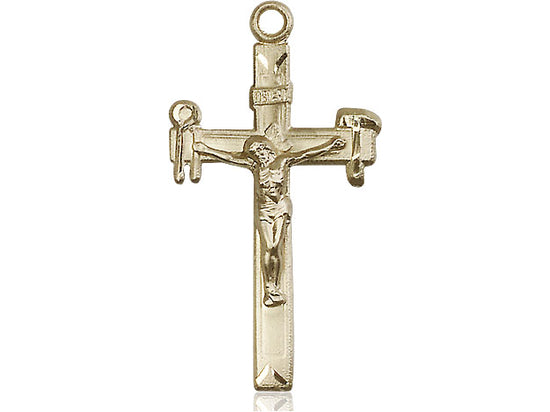 14kt Gold Filled Crucifix Pendant on a 24 inch Gold Plate Heavy Curb Chain - Unique Catholic Gifts