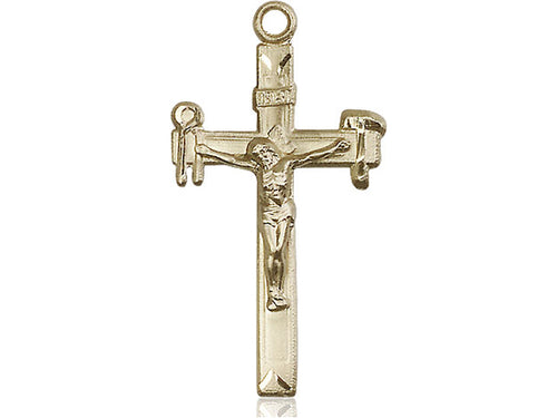 14kt Gold Filled Crucifix Pendant on a 24 inch Gold Plate Heavy Curb Chain - Unique Catholic Gifts