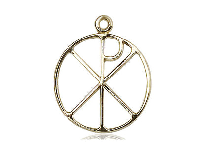 14kt Gold Filled Chi Rho Pendant on a 24 inch Gold Plate Heavy Curb Chain - Unique Catholic Gifts