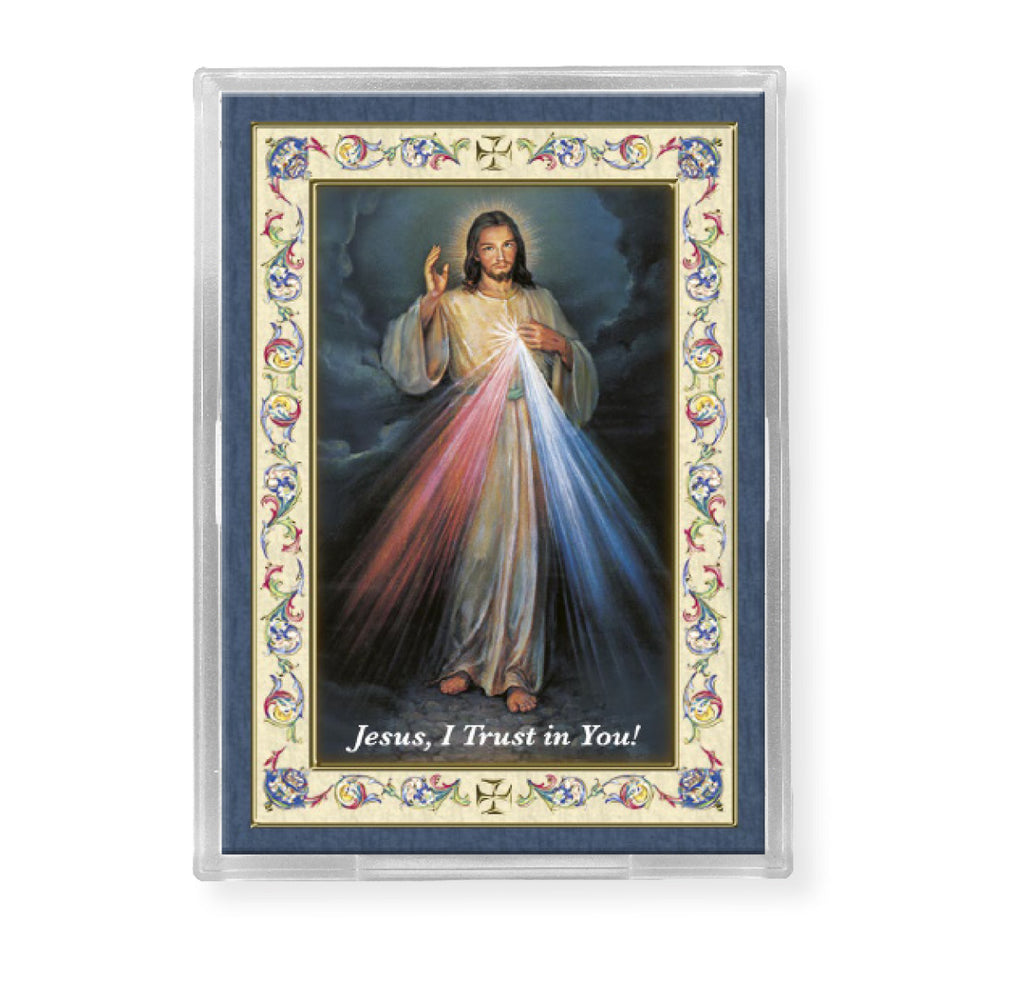Divine Mercy Acrylic Easel with Magnet 3 x2" - Unique Catholic Gifts