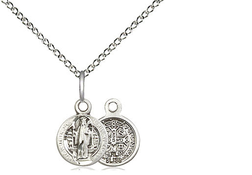 Sterling Silver St Benedict Pendant 3/8" - Unique Catholic Gifts