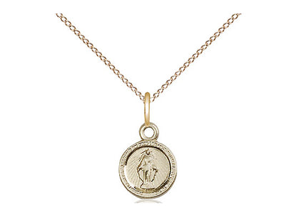 14kt Gold Filled Miraculous Pendant on a 18 inch Gold Filled Light Curb Chain - Unique Catholic Gifts