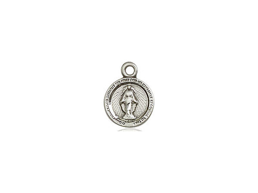 Sterling Silver Miraculous Pendant on a 18 inch Sterling Silver Light Curb Chain - Unique Catholic Gifts