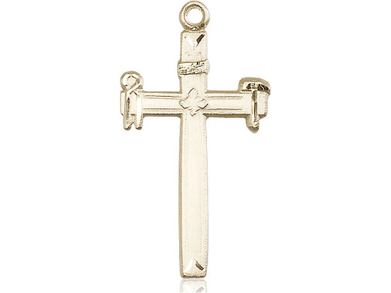 14kt Gold Filled Carpenter Cross Pendant on a 24 inch Gold Plate Heavy Curb Chain - Unique Catholic Gifts