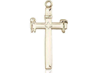 14kt Gold Filled Carpenter Cross Pendant on a 24 inch Gold Plate Heavy Curb Chain - Unique Catholic Gifts