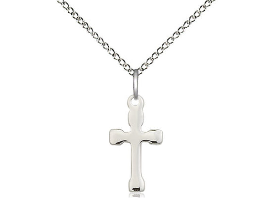 Sterling Silver Cross Pendant on a 18 inch Sterling Silver Light Curb Chain - Unique Catholic Gifts