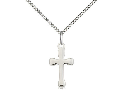 Sterling Silver Cross Pendant on a 18 inch Sterling Silver Light Curb Chain - Unique Catholic Gifts