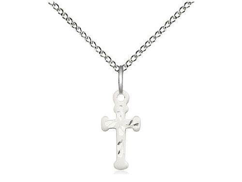 Sterling Silver Cross Pendant on a 18 inch Sterling Silver Light Curb Chain - Unique Catholic Gifts