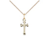 14kt Gold Filled Cross Pendant on a 18 inch Gold Filled Light Curb Chain - Unique Catholic Gifts