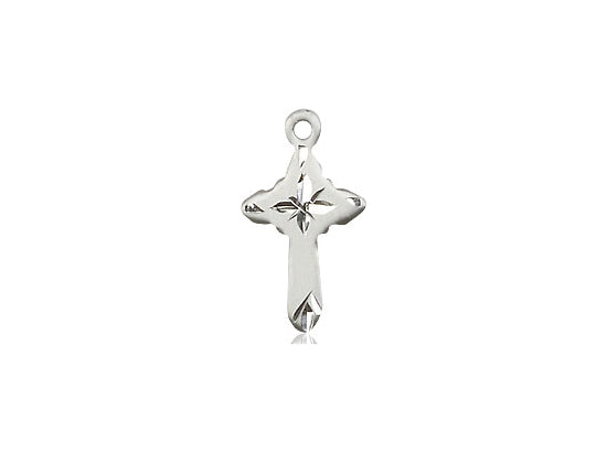 Sterling Silver Cross Pendant on a 18 inch Sterling Silver Light Curb Chain - Unique Catholic Gifts