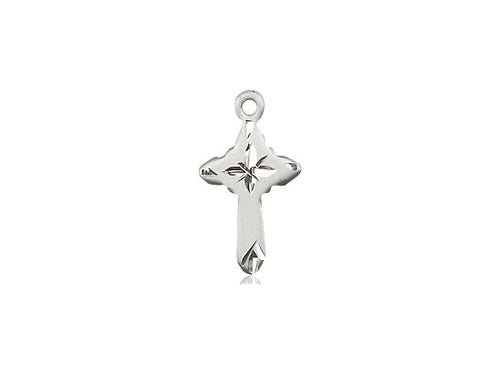 Sterling Silver Cross Pendant on a 18 inch Sterling Silver Light Curb Chain - Unique Catholic Gifts
