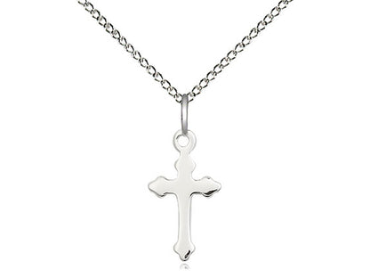 Sterling Silver Cross Pendant on a 18 inch Sterling Silver Light Curb Chain - Unique Catholic Gifts