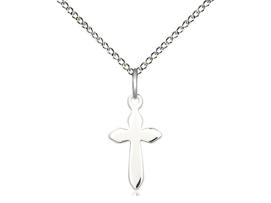 Sterling Silver Cross Pendant on a 18 inch Sterling Silver Light Curb Chain - Unique Catholic Gifts