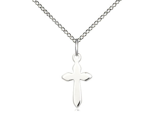 Sterling Silver Cross Pendant on a 18 inch Sterling Silver Light Curb Chain - Unique Catholic Gifts