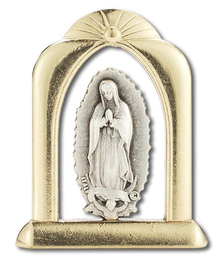 Our Lady of Guadalupe Gold and Silver Standing Plaque - Unique Catholic Gifts